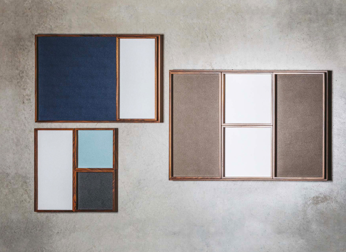 three leather trinket trays in blue, beige and teal