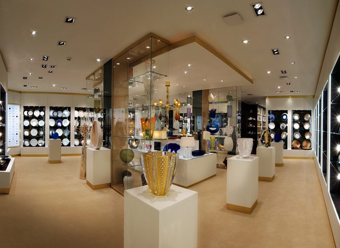Glancy Fawcett's showroom with numerous accessories and porcelain plates