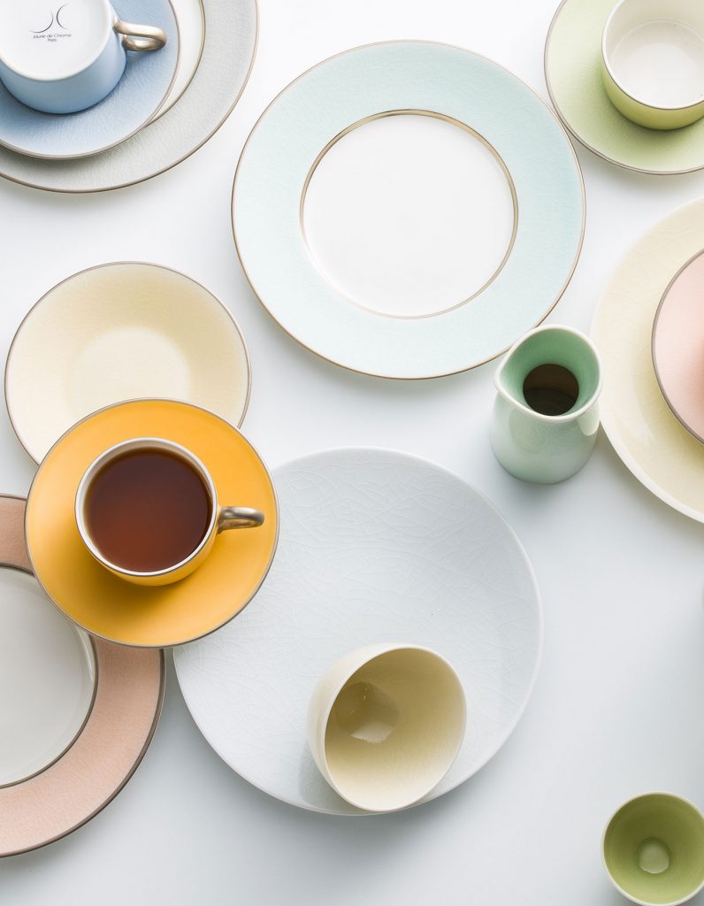 birds eye view of colourful porcelain and china