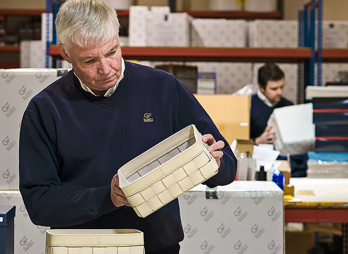 Logistics team quality control checking luxury products